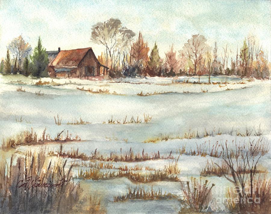 Winter Painting - The Old Farmstead by Carol Wisniewski