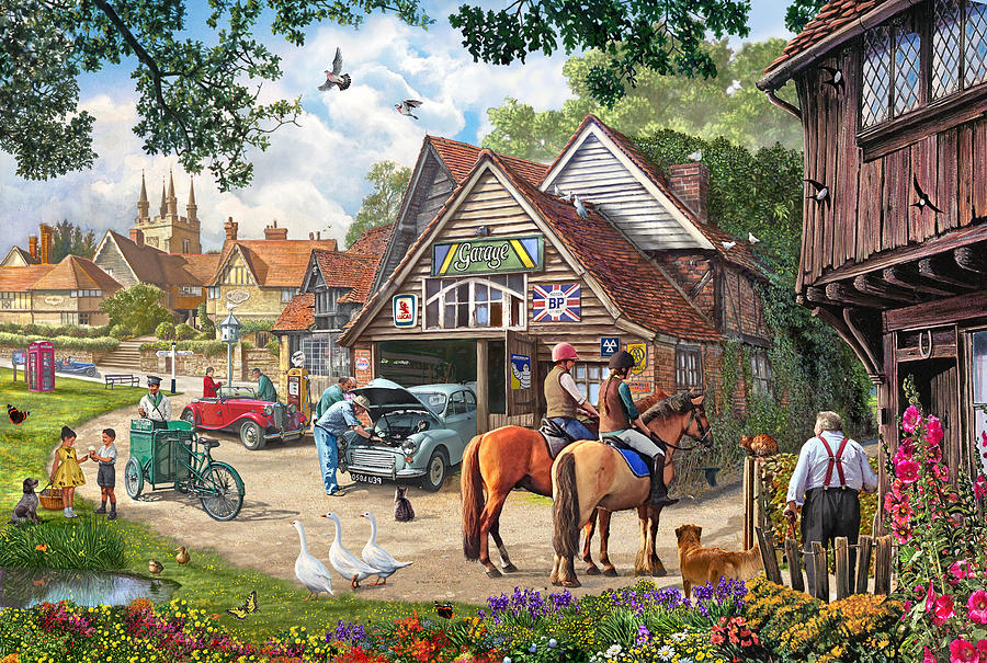 Geese Painting - The Old Garage by MGL Meiklejohn Graphics Licensing