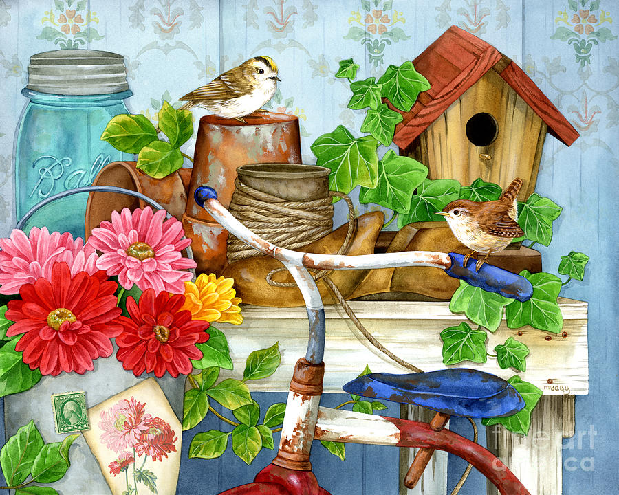 The Old Garden Shed Painting by Jane Maday
