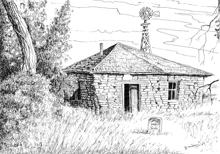 The Old Homestead Drawing by Bern Miller