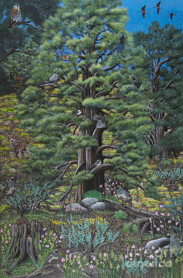 The Old Juniper Tree Painting by Jennifer Lake