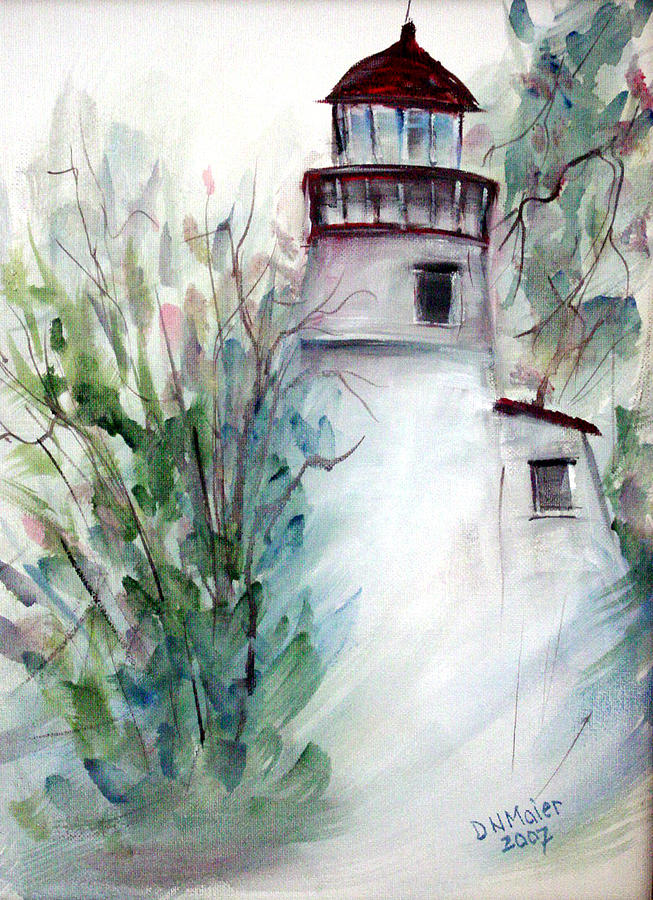 The Old Lighthouse Painting by Dorothy Maier