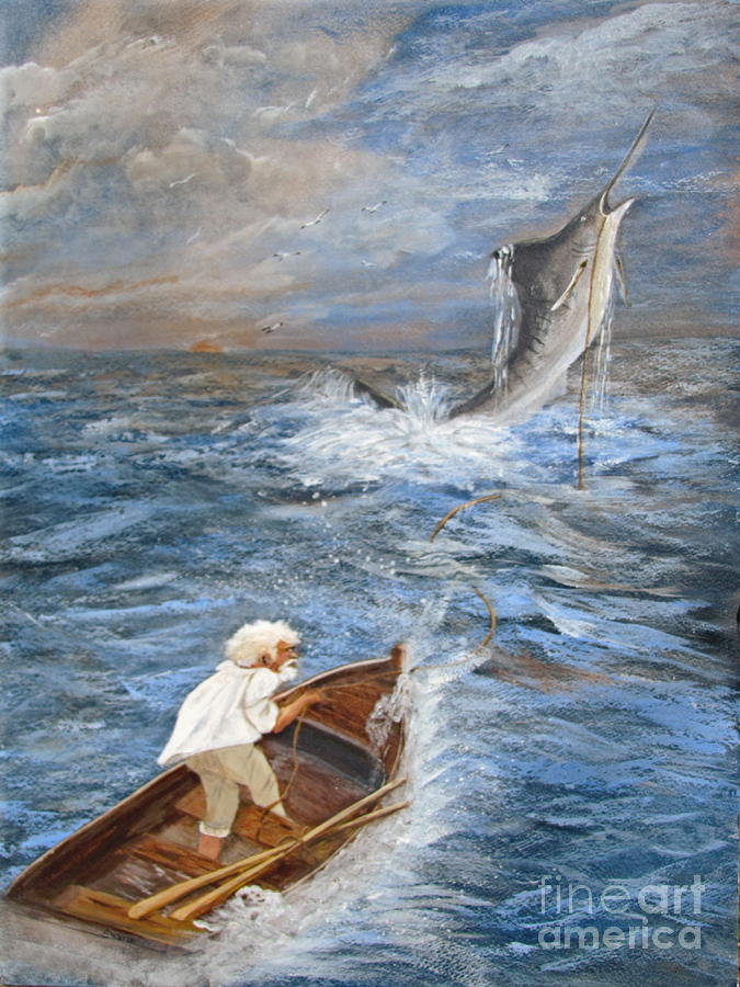 Fish Painting - The old man and the Sea by Sharon Burger