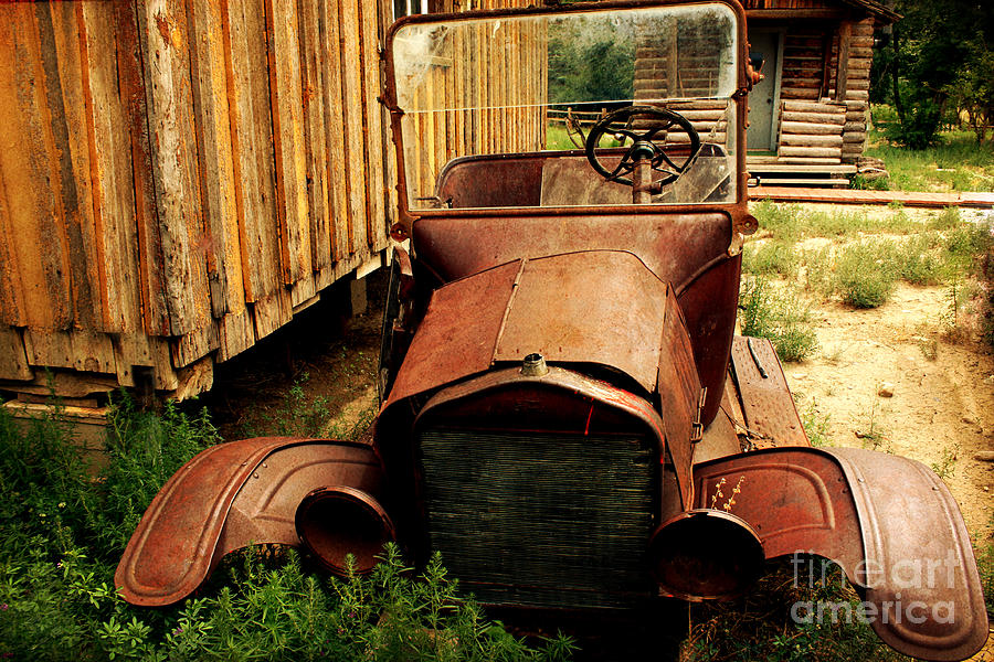 Car Photograph - The Old Model T Out Back by Janice Pariza