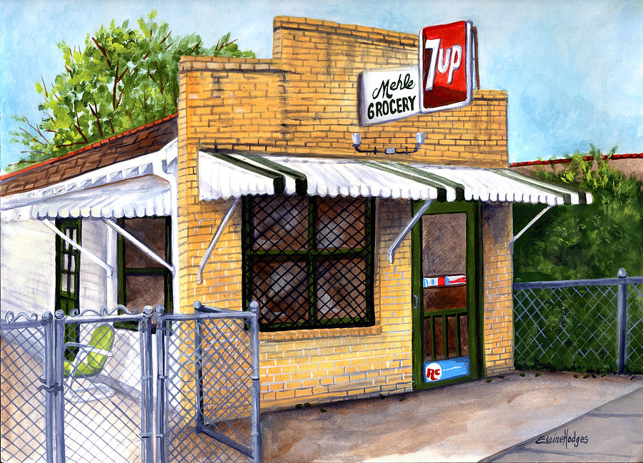 Vintage Painting - The Old Neighborhood Grocery by Elaine Hodges