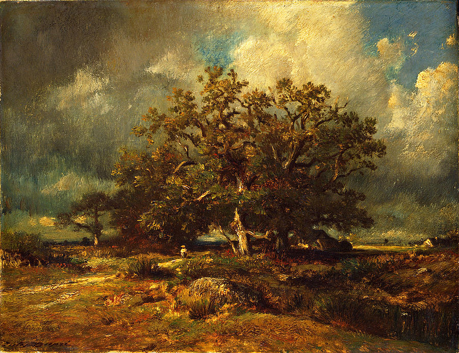 The Old Oak Painting by Jules Dupre