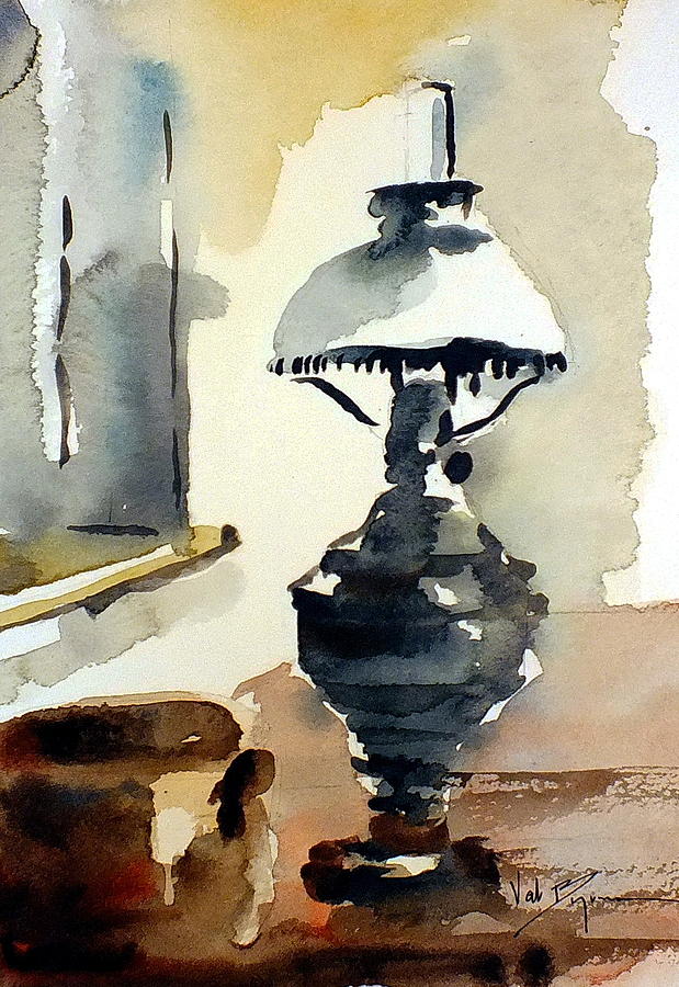The Old Oil Lamp Mixed Media by Val Byrne