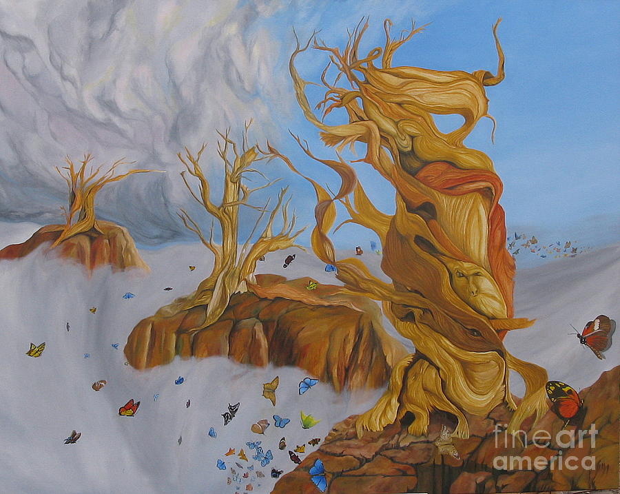The Methuselah Tree And A Hundred Butterflies Painting by Richard Dotson