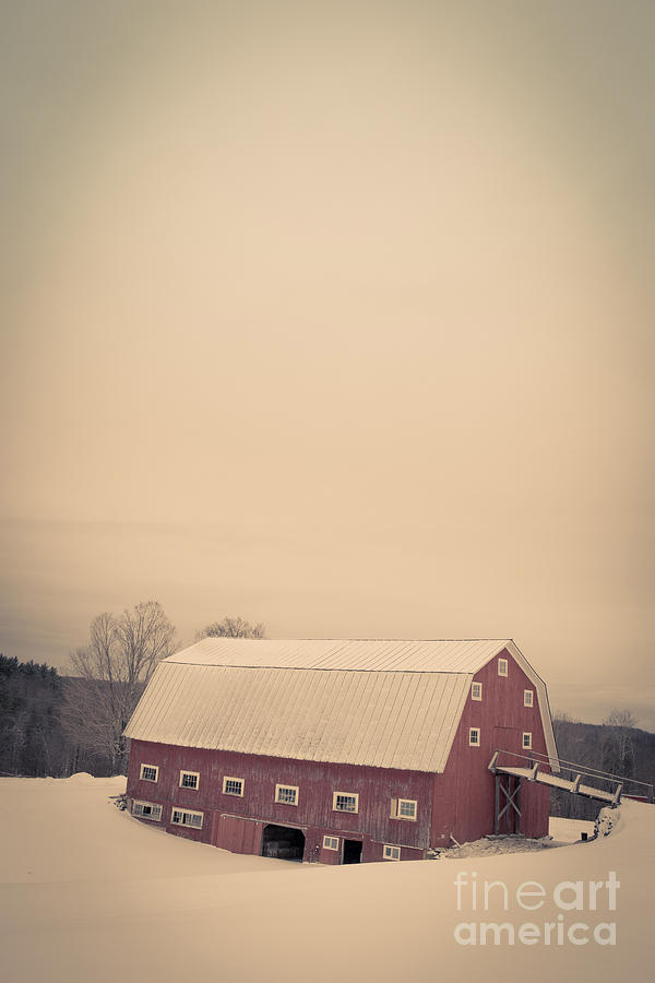 The Old Red Cow Barn in Winter Photograph by Edward Fielding