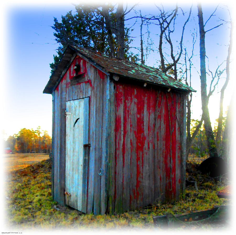 The Old Red Outhouse Digital Art by K Scott Teeters