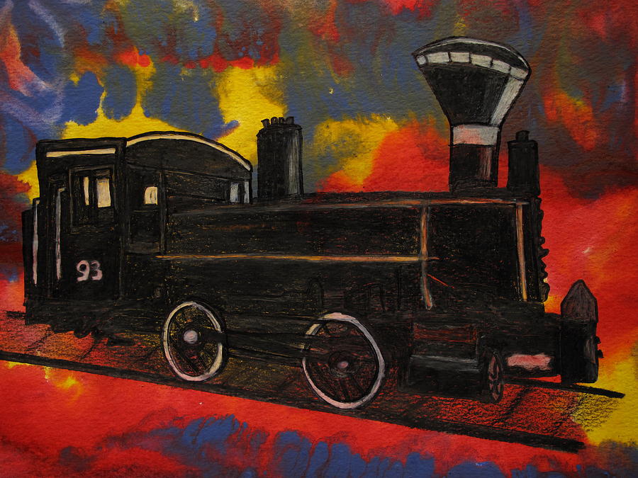 Transportation Drawing - The Old Steam Engine by Jennifer Schwab