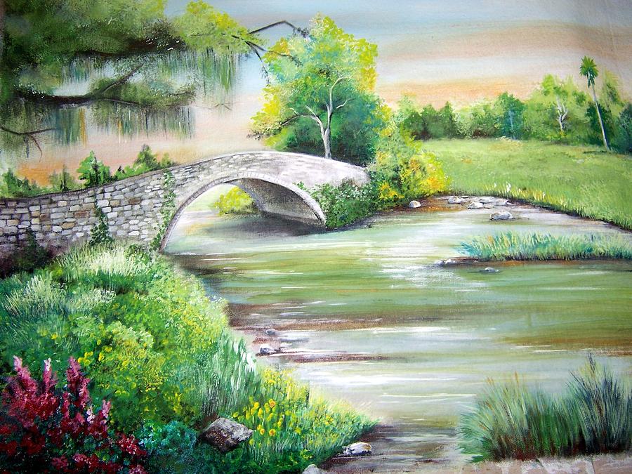 The Old Stone Bridge Painting by Trudy-Ann Johnson - Fine Art America