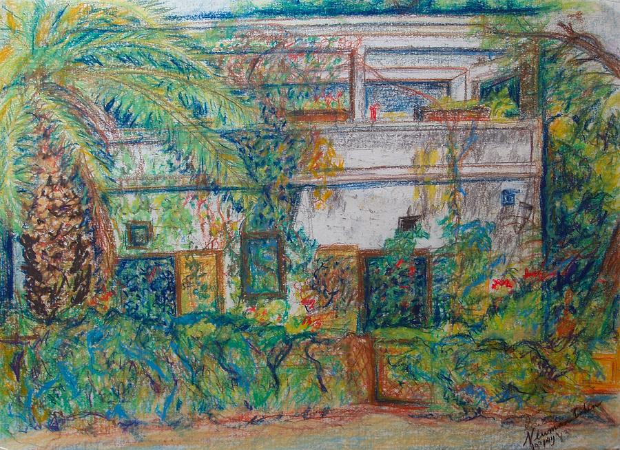 The Old White House in Talpiot Jerusalem Drawing by Esther Newman-Cohen