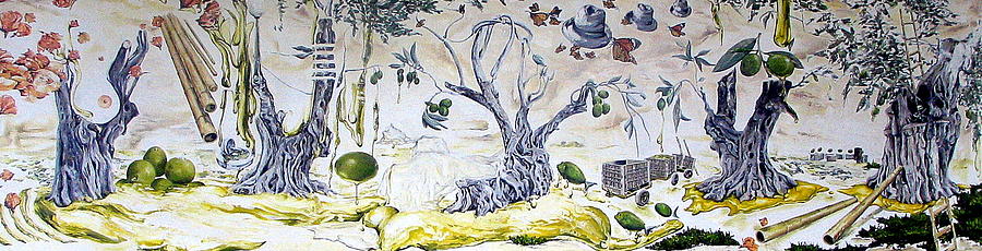 Surrealism Painting - The olive trees by Lior Kimmel