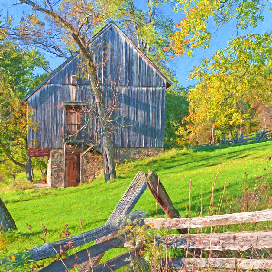 The Oliver Miller Homestead Barn / Side View Digital Art by Digital Photographic Arts