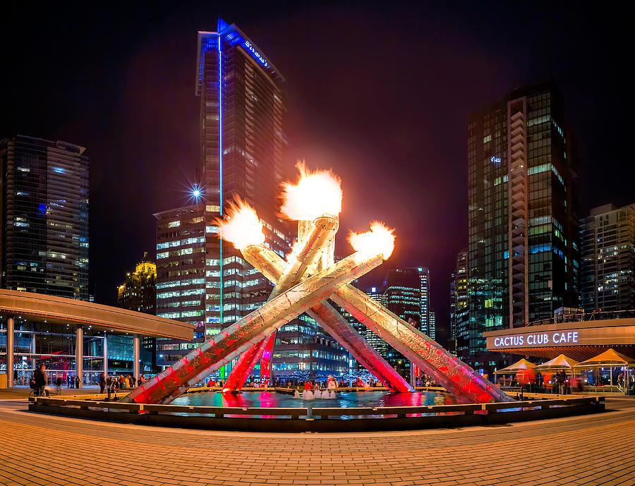 Skyline Photograph - The Olympic Cauldron in Vancouver by Alexis Birkill