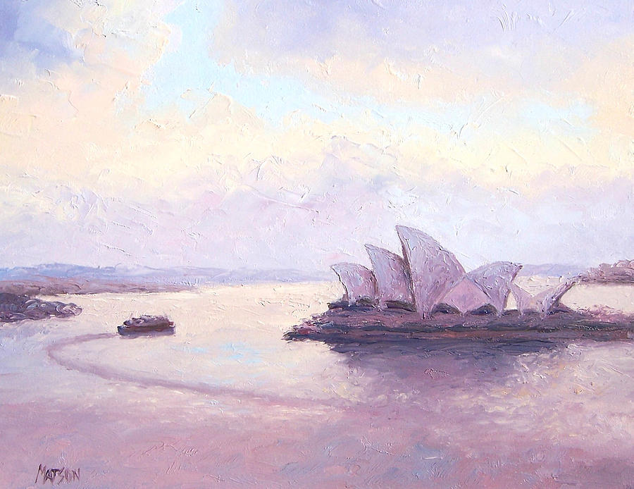 The Opera House and the early morning ferry Painting by Jan Matson