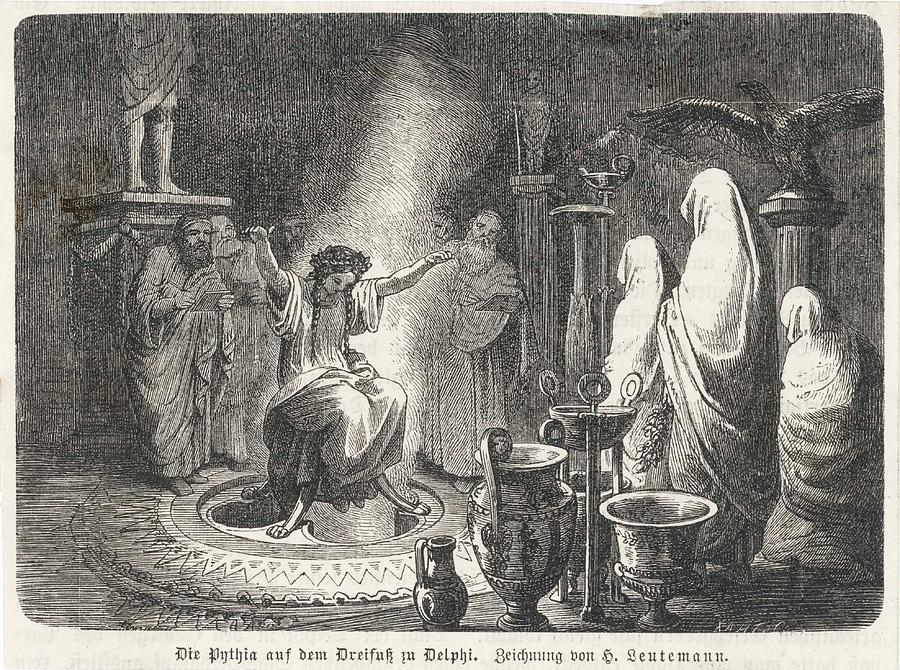 Delphi Drawing - The Oracle At Delphi In A State by Mary Evans Picture Library