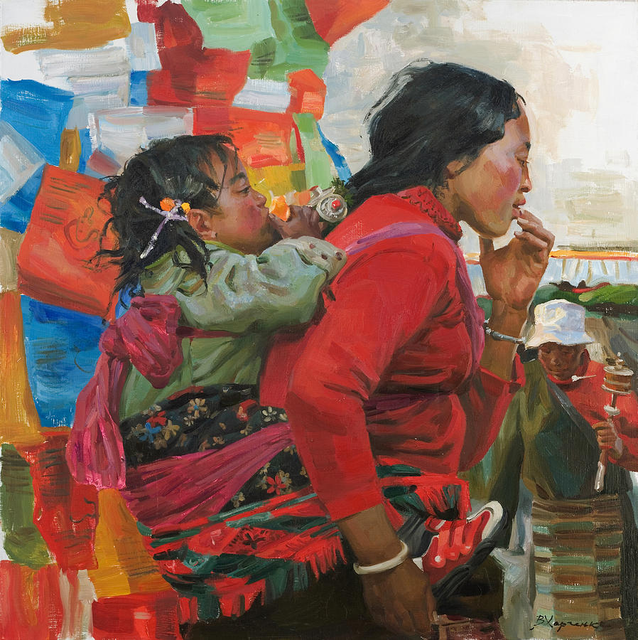 Tibet Painting - The orange by Victoria Kharchenko