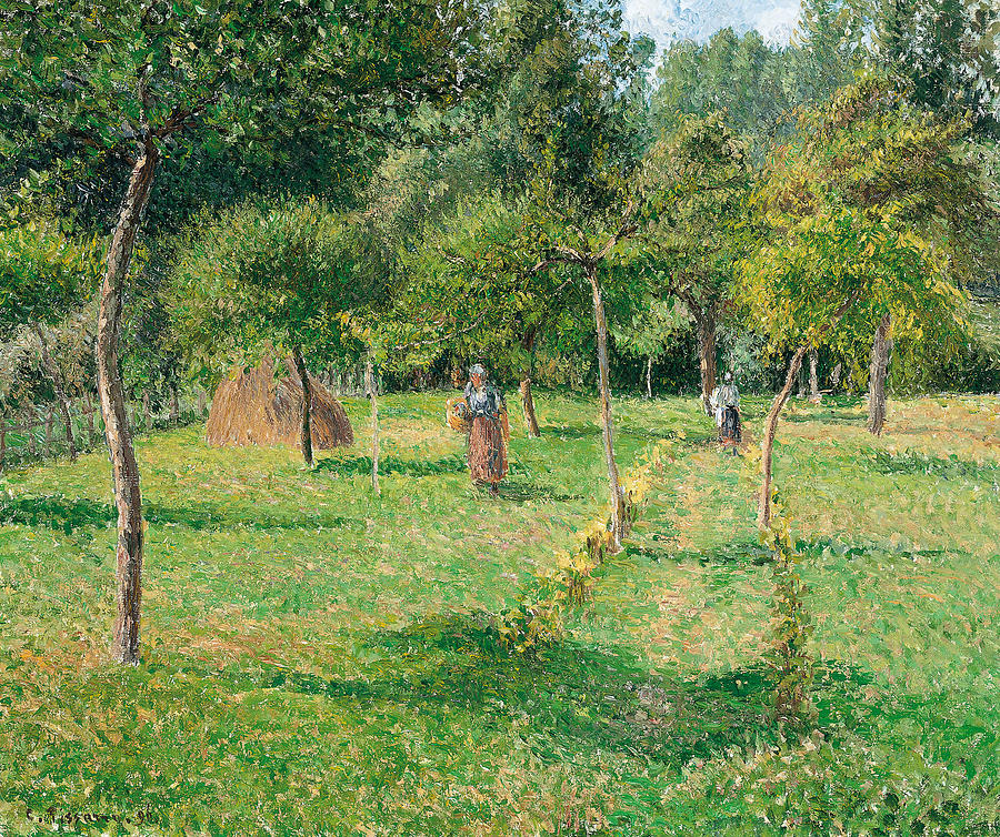 The Orchard at Eragny Painting by Camille Pissarro