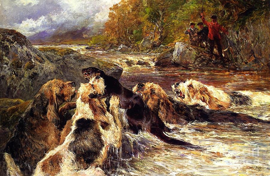The Otter Hunt Painting by Celestial Images