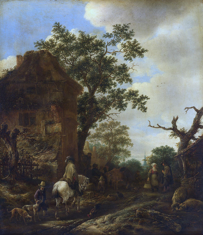 The Outskirts of a Village with a Horseman Painting by Isaac van Ostade