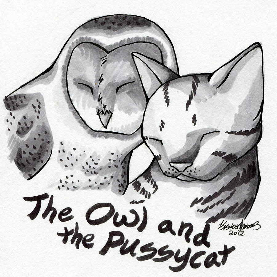 The Owl And The Pussycat Drawing By Kirsten Thomas