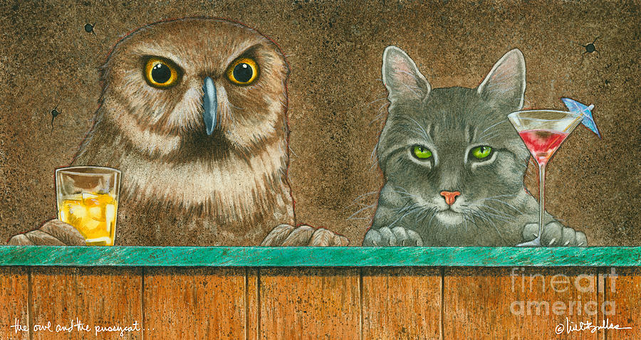 Cat Painting - The owl and the pussycat... by Will Bullas
