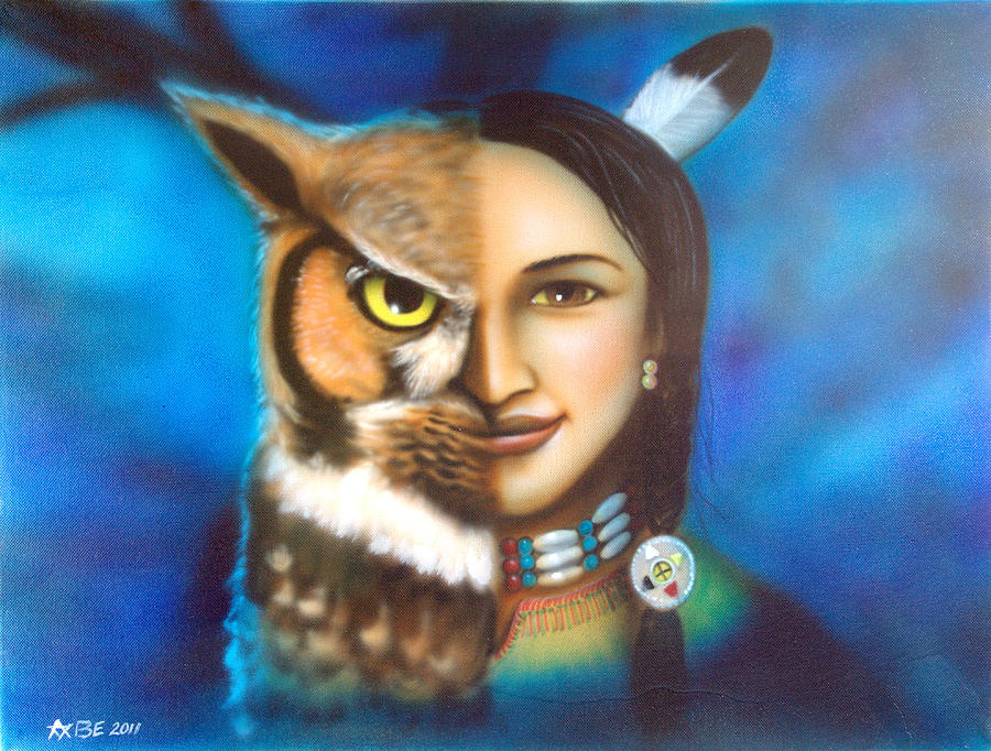 The owl spirit Painting by Amatzia Baruchi