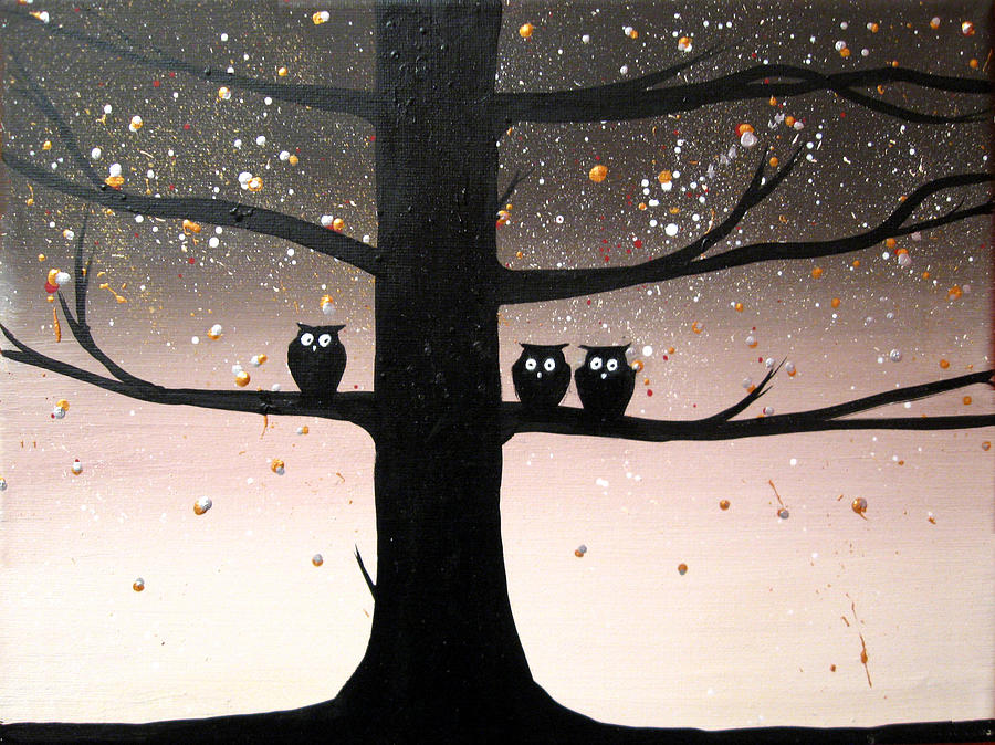 owl silhouette painting