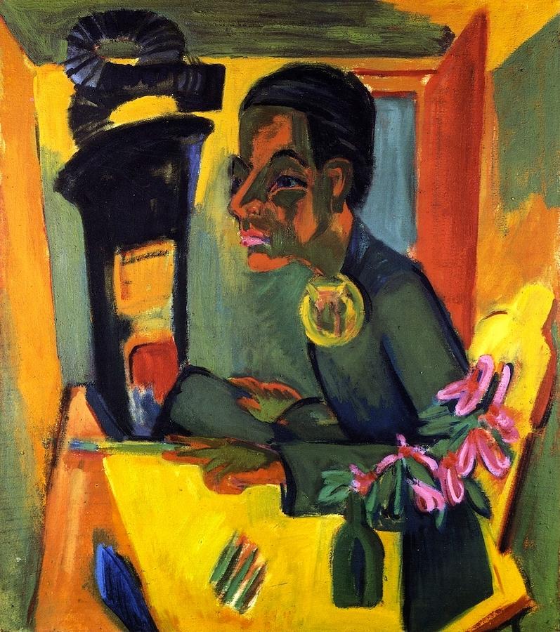 The painter - self portrait Painting by Ernst Ludwig Kirchner