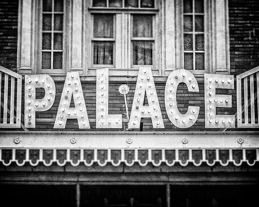 Black And White Photograph - The Palace Theater in Lake Placid in Black and White  by Lisa R