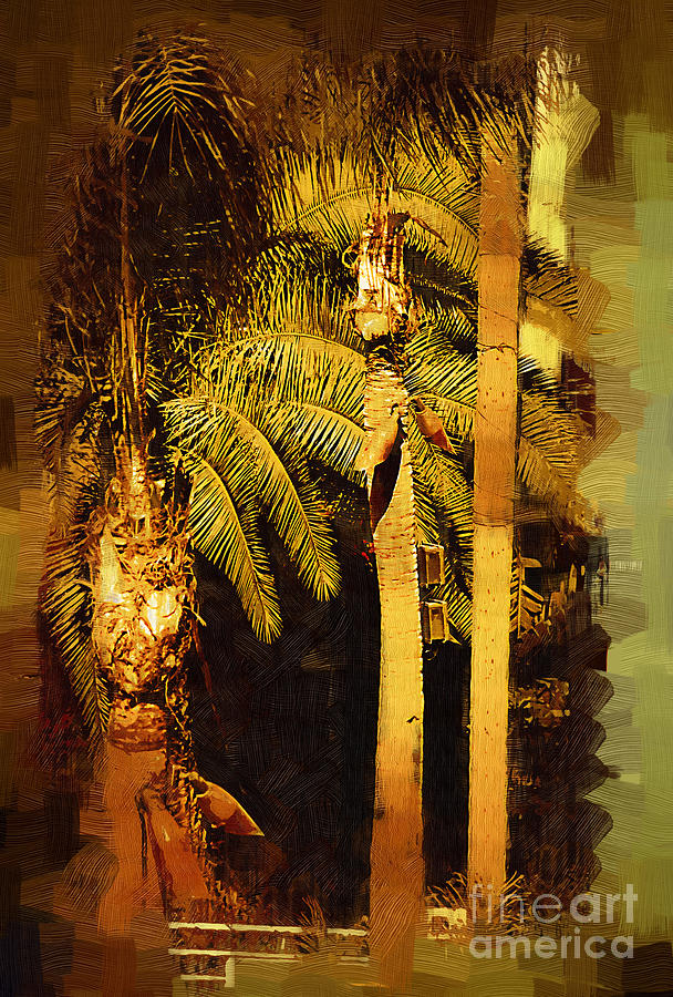 Three Palm Trees Painting by Kirt Tisdale