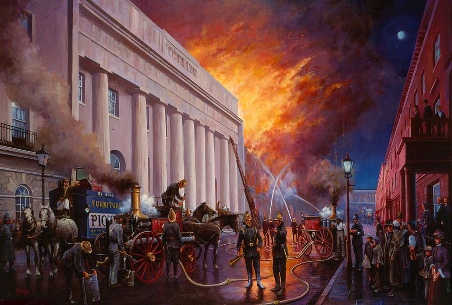 The Pantechnicon fire. 1874. Painting by Mike Jeffries