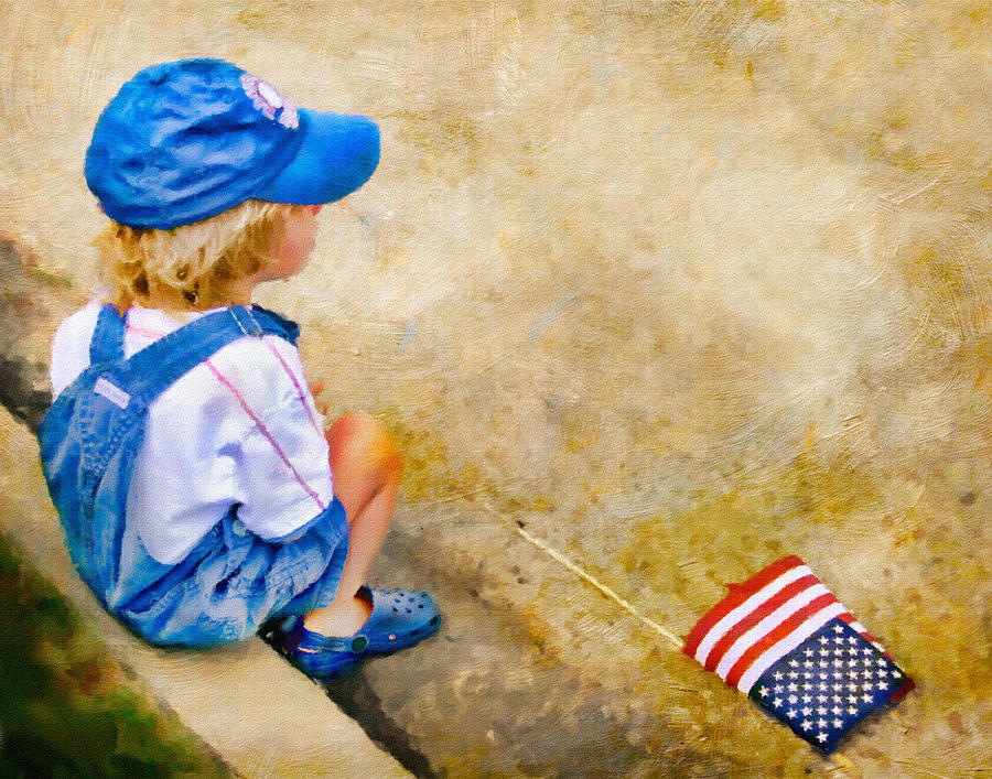 Flag Photograph - The Parade Has Passed Him By by David and Carol Kelly
