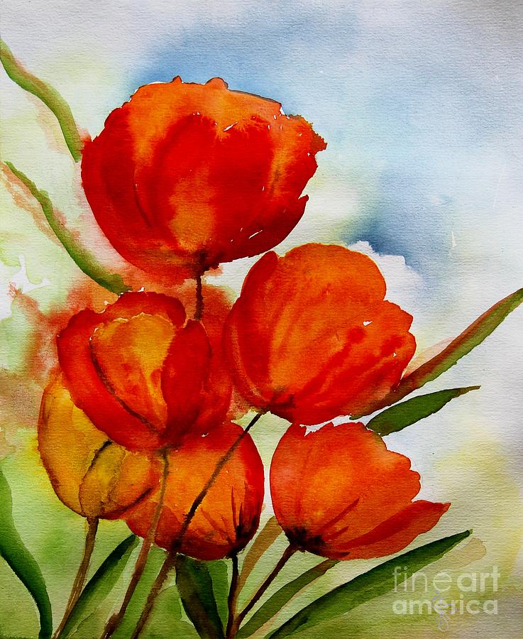 The Paradise of tulips Painting by Natalie Sokolova - Fine Art America