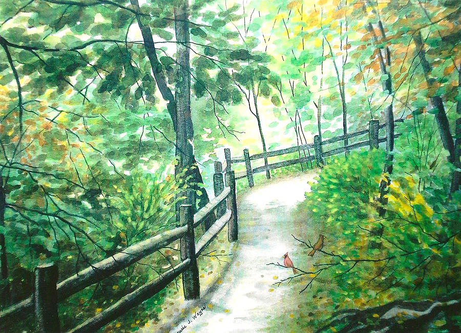 Nature Painting - The Park Trail - Mill Creek Park by Laurie Anderson