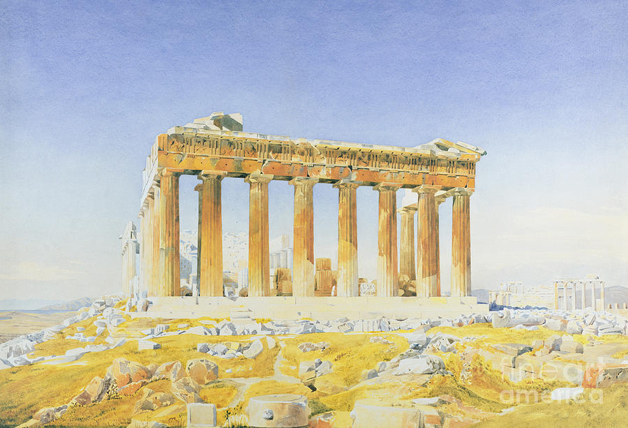 Greek Painting - The Parthenon circa 1834 by Thomas Hartley Cromek