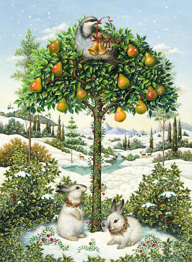Christmas Painting - The Partridge in a Pear Tree by Lynn Bywaters
