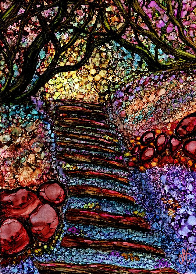 Alcohol Ink Painting - The Path- Abstract Landscape by Angeline Beres