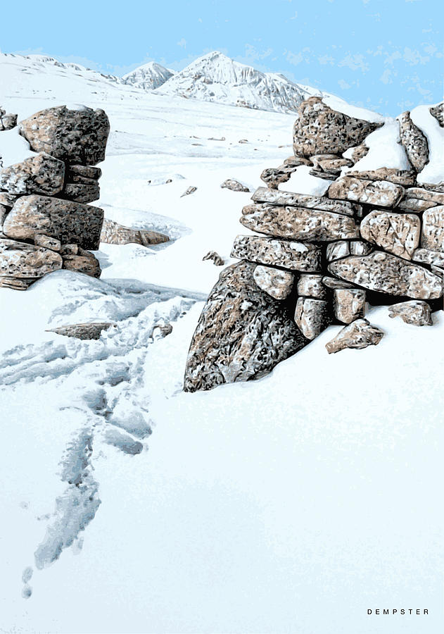 Winter Digital Art - The path to Snowdon by Alwyn Dempster Jones