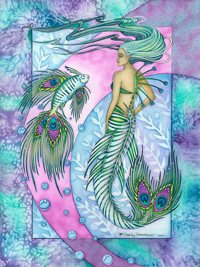 The Peacock Mermaid Painting by Charity Dauenhauer - Fine Art America