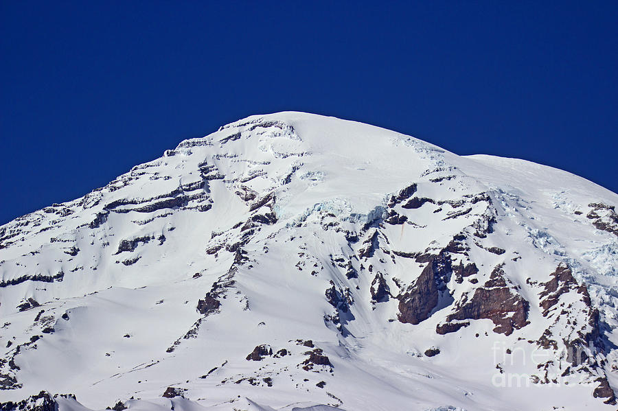Winter Photograph - The Peak of Mount Rainier by Deanna Proffitt