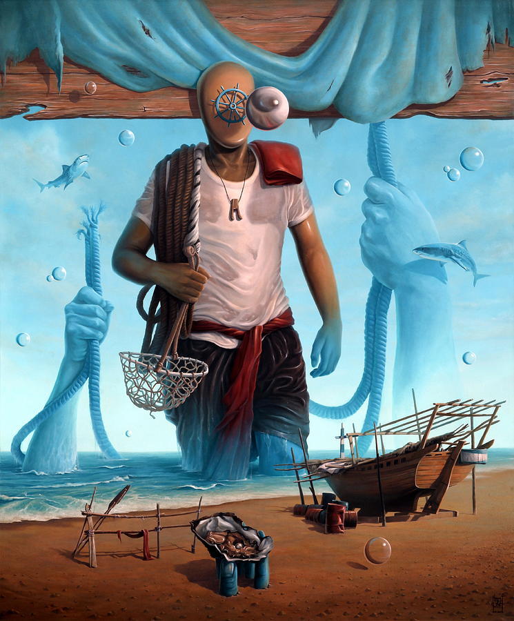Fish Painting - The Pearl Hunter by Nawaf Alhmeli