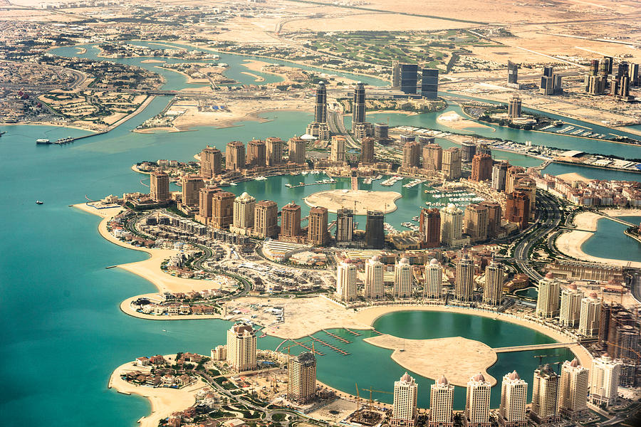The Pearl of Doha in Qatar aerial view Photograph by Franckreporter