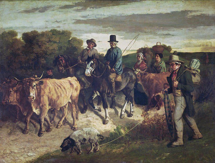 Cow Photograph - The Peasants Of Flagey Returning From The Fair, 1850-55 Oil On Canvas by Gustave Courbet