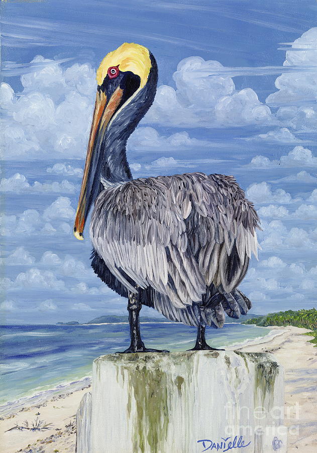 Pelican Painting - Pelican Perch by Danielle Perry