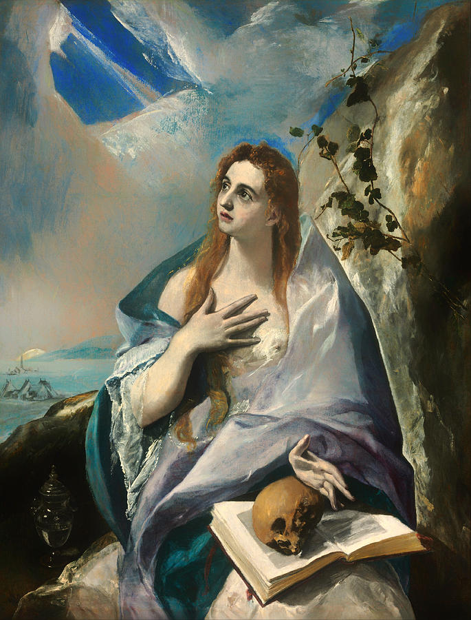 Vintage Painting - The Penitent Magdalene  by Mountain Dreams