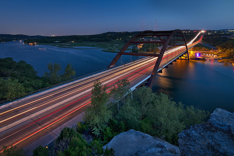 The Pennybacker Bridge at Twilight Photograph by Tim Stanley