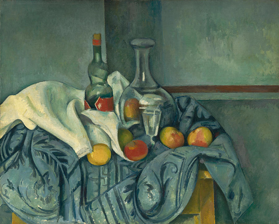 The Peppermint Bottle Painting by Paul Cezanne